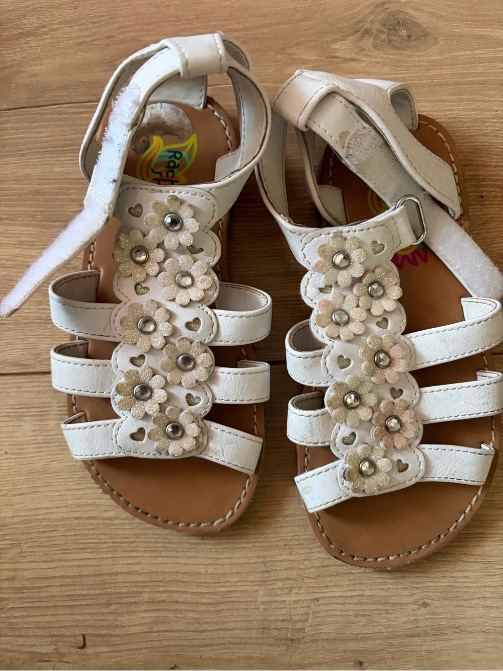 Rachel Shoes White Floral Girls Strappy Sandals